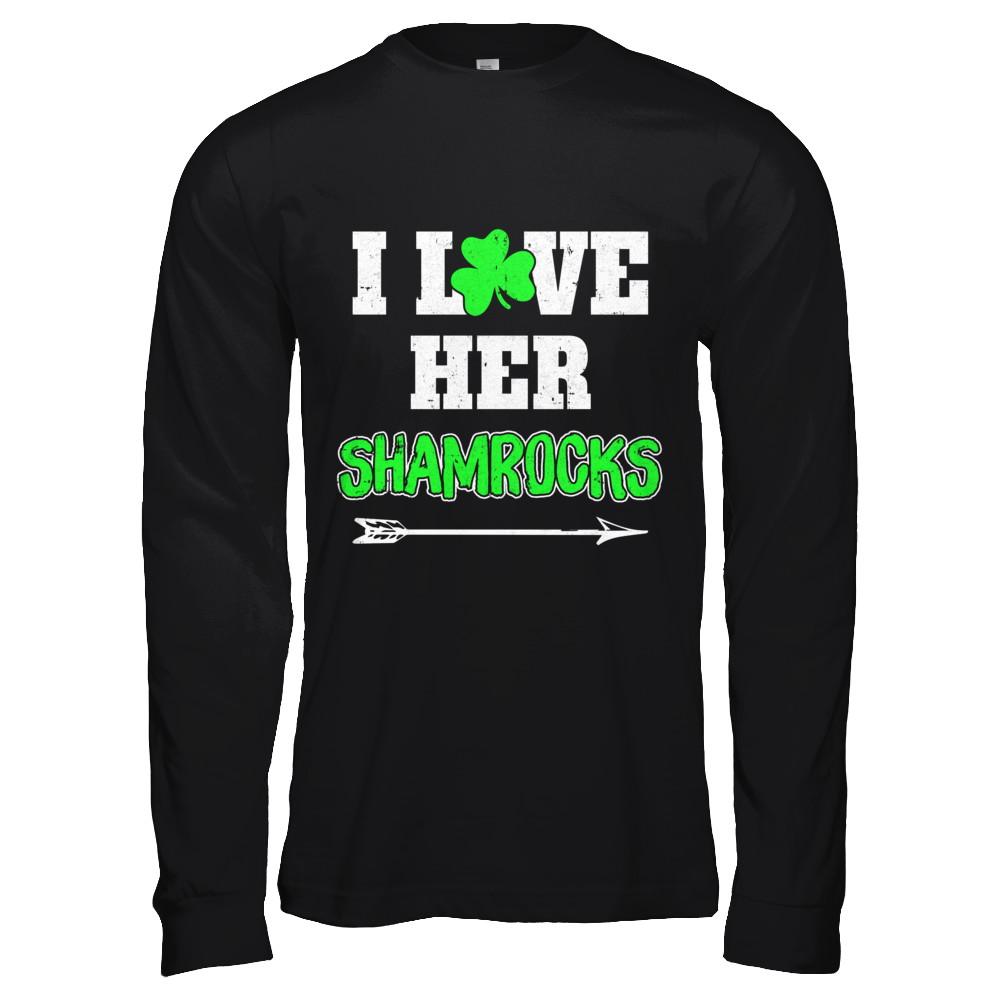 I Love Her Shamrocks Funny Couple St Patricks Day-T-Shirt & Hoodie-Long Sleeve T-Shirt-Black