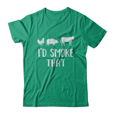I'd Smoke That Fun BBQ Barbecue Smoker Chef-T-Shirt & Hoodie-Classic T-Shirt-Kelly Green