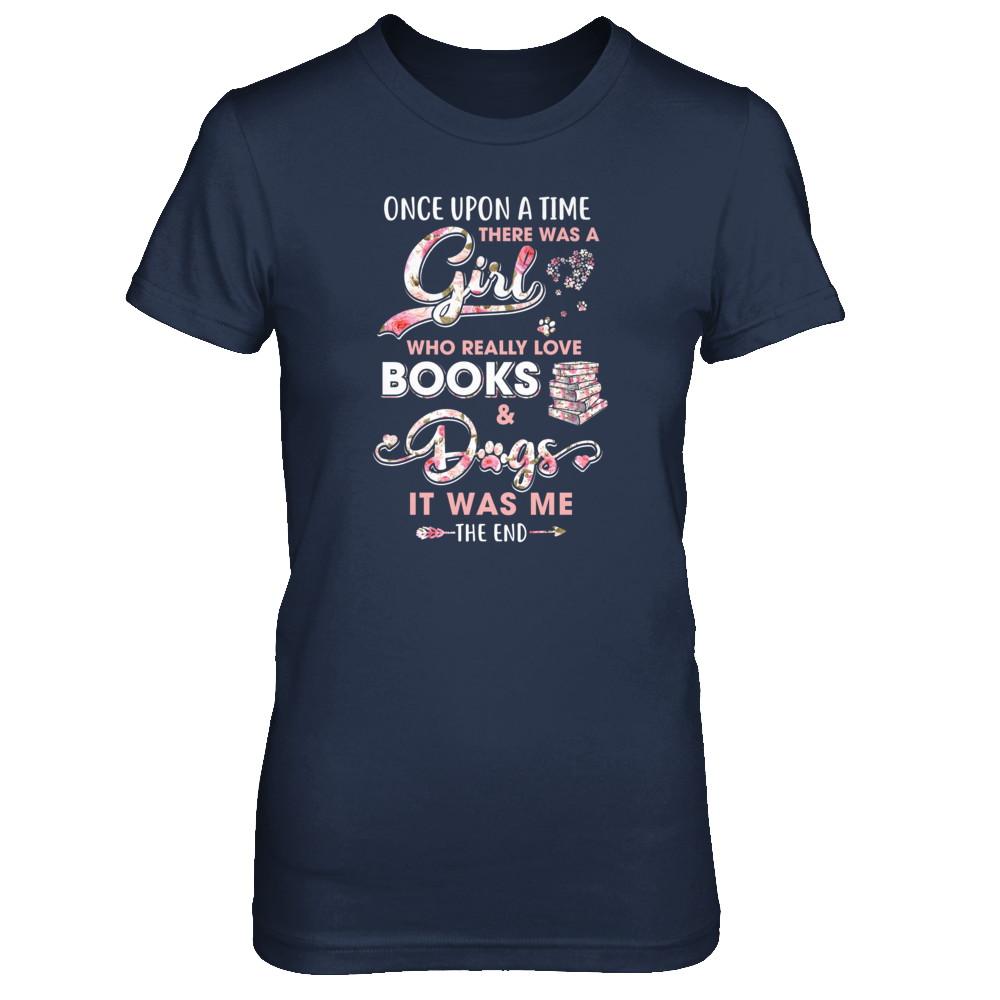 There Was A Girl Who Really Loved Books And Dogs-T-Shirt & Tank Top-Women's T-Shirt-Navy