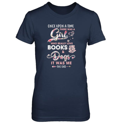 There Was A Girl Who Really Loved Books And Dogs-T-Shirt & Tank Top-Women's T-Shirt-Navy