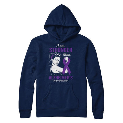I Am Stronger Than Alzheimer's Awareness Support-T-Shirt & Hoodie-Pullover Hoodie-Navy