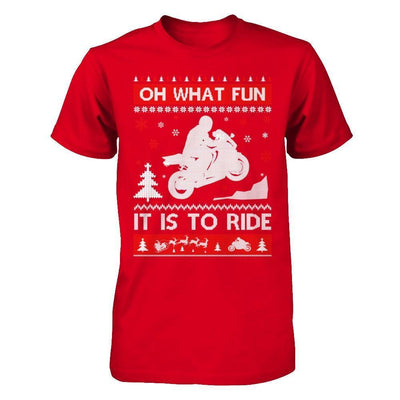 Motorbike Sweater Christmas Oh What Fun It Is To Ride-T-Shirt & Hoodie-Premium T-Shirt-Red