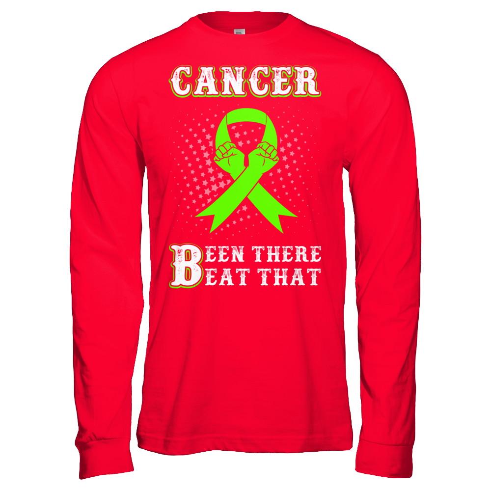Liver Cancer Been There Beat That Awareness Green Ribbon-T-Shirt & Hoodie-Long Sleeve T-Shirt-Red