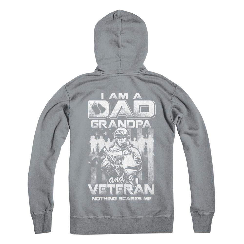 I Am A Dad Grandpa And A Veteran Nothing Scare Me-T-Shirt & Hoodie-Pullover Hoodie-Light Steel