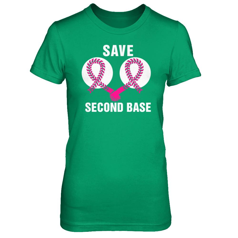 Save The Second Base Breast Cancer Awareness Baseball-T-Shirt & Hoodie-Women's T-Shirt-Irish Green