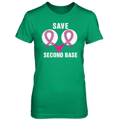 Save The Second Base Breast Cancer Awareness Baseball-T-Shirt & Hoodie-Women's T-Shirt-Irish Green