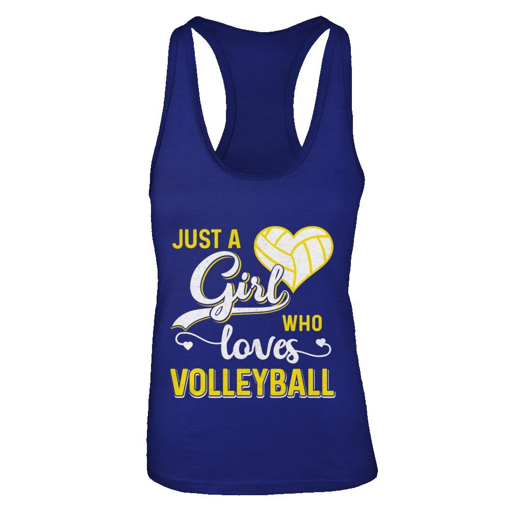Just A Girl Who Loves Volleyball-T-Shirt & Tank Top-Women's Ideal Racerback Tank-Royal