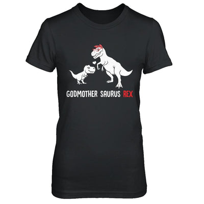 Godmother Saurus T-Rex Dinosaur Gift For God-Mother-T-Shirt & Hoodie-Women's T-Shirt-Black