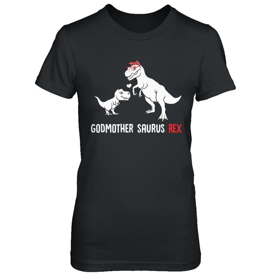 Godmother Saurus T-Rex Dinosaur Gift For God-Mother-T-Shirt & Hoodie-Women's T-Shirt-Black