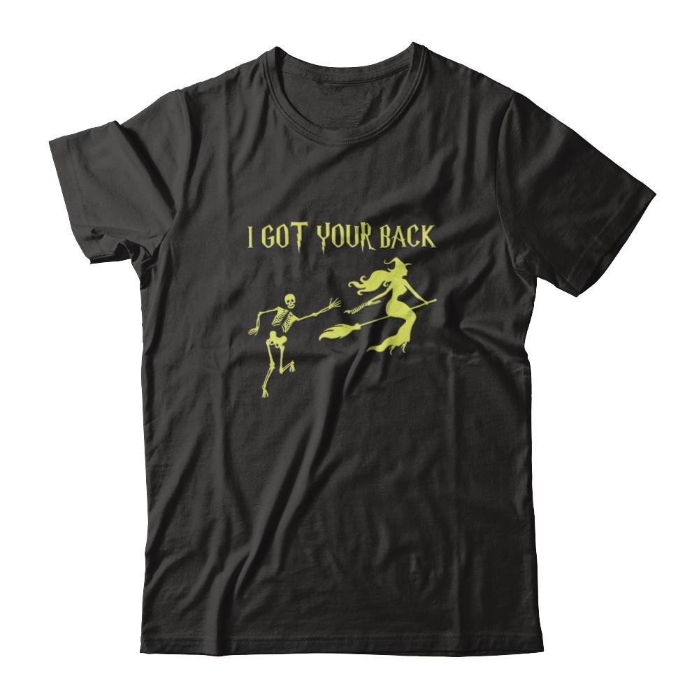 Funny Witch Skeleton Halloween I Got Your Back-T-Shirt & Tank Top-Premium T-Shirt-Black