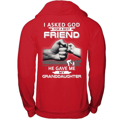 I Asked God For A Best Friend He Gave Me My Granddaughter-T-Shirt & Hoodie-Pullover Hoodie-Red