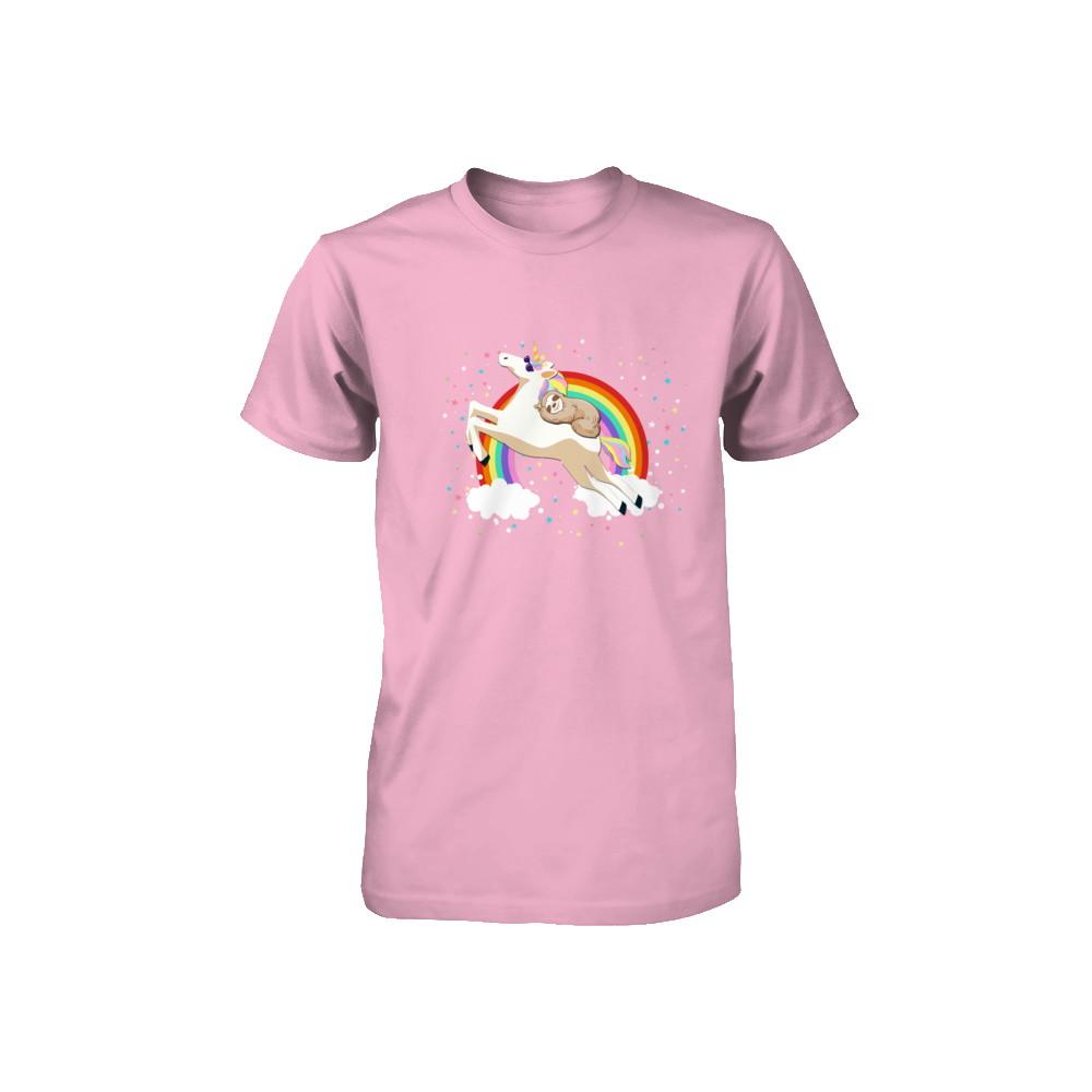 Funny Sloth Riding Unicorn Lover Youth-Youth Shirt-Toddler T-Shirt-Pink