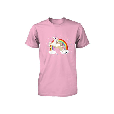 Funny Sloth Riding Unicorn Lover Youth-Youth Shirt-Toddler T-Shirt-Pink