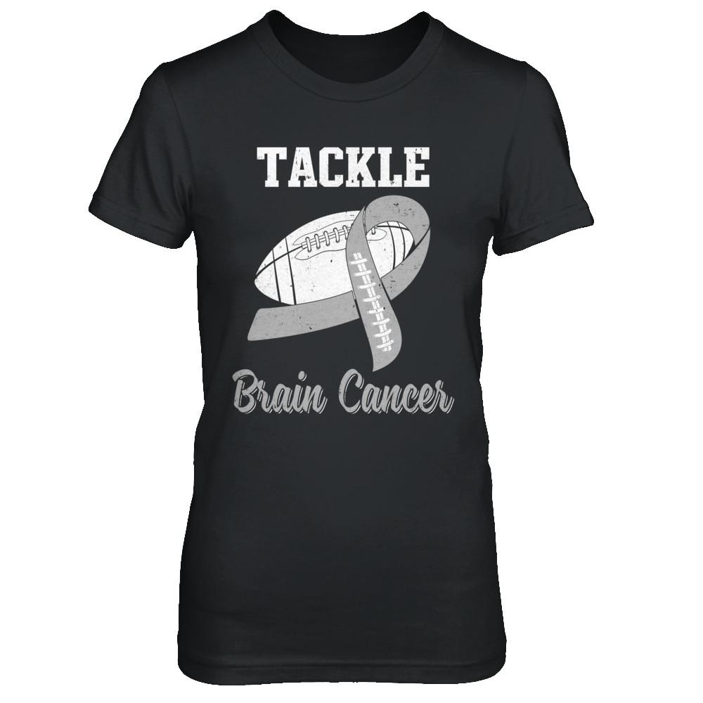Football Survivor Tackle Gray Brain Cancer Awareness-T-Shirt & Hoodie-Women's T-Shirt-Black