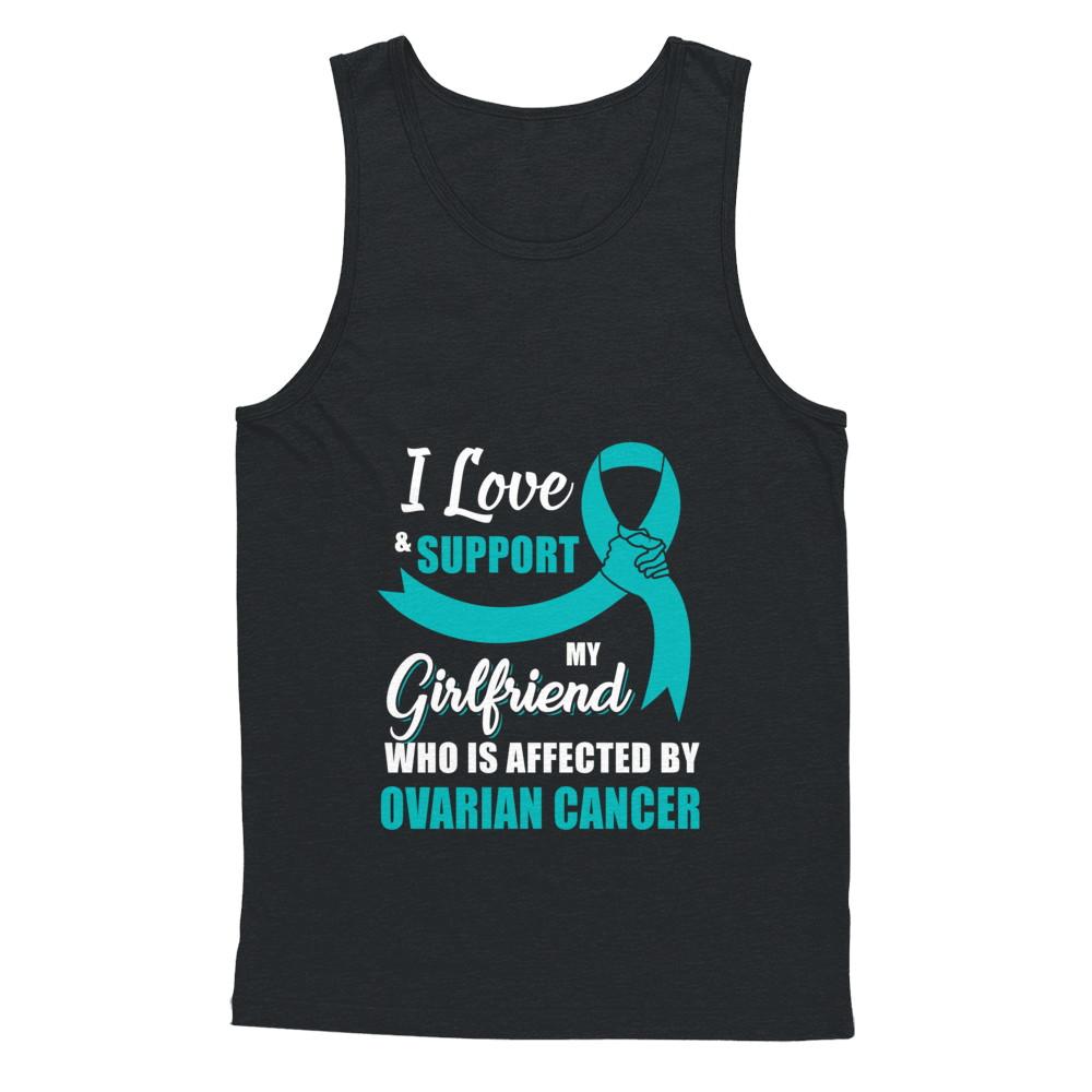Ovarian Cancer Awareness Support Teal Girlfriend Boyfriend-T-Shirt & Hoodie-Unisex Tank-Black