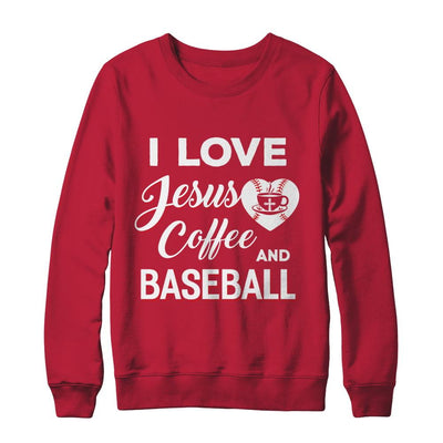 I Love Jesus Coffee & Baseball-T-Shirt & Sweatshirt-Crewneck Sweatshirt-Red
