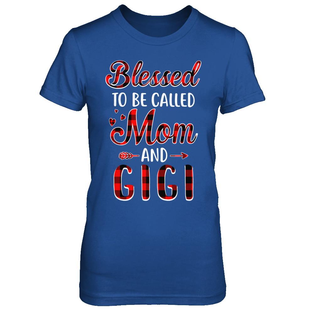 Red Buffalo Plaid Blessed To Be Called Mom And Gigi-T-Shirt & Hoodie-Women's T-Shirt-Royal