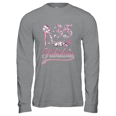35 And Fabulous 35 Years Old 1986 35th Birthday Gift-T-Shirt & Hoodie-Long Sleeve T-Shirt-Sport Grey