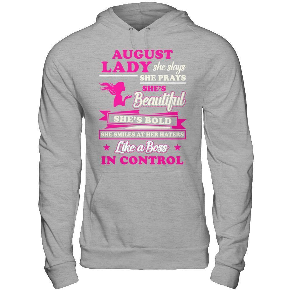 August Lady She Slays She Prays She's Beautiful She's Bold-T-Shirt & Hoodie-Pullover Hoodie-Sport Grey