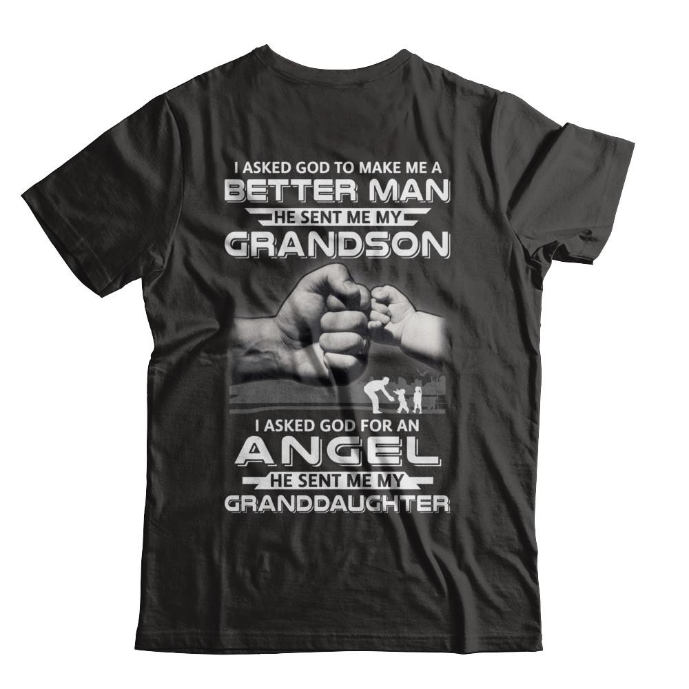 A Best Friend He Sent Me My Grandson & Angel Granddaughter-T-Shirt & Hoodie-Classic T-Shirt-Black