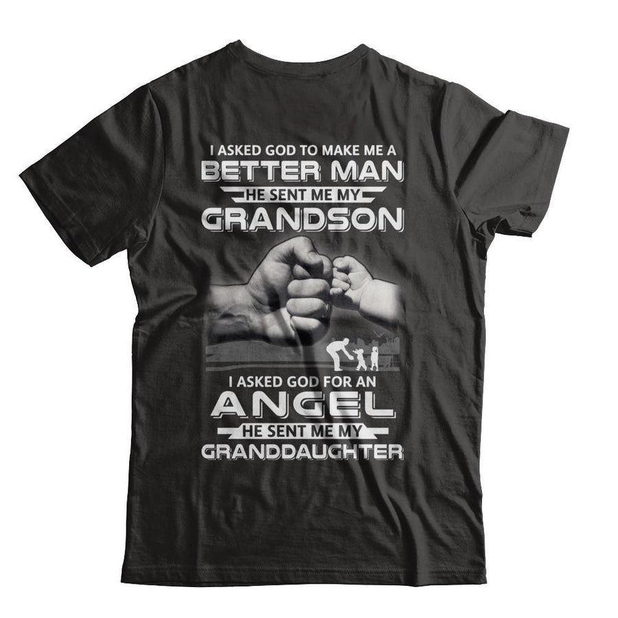A Best Friend He Sent Me My Grandson & Angel Granddaughter-T-Shirt & Hoodie-Classic T-Shirt-Black