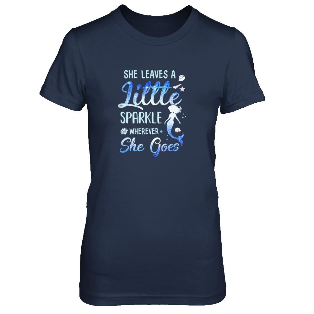 She Leaves A Little Sparkle Wherever She Goes Mermaid-T-Shirt & Tank Top-Women's T-Shirt-Navy
