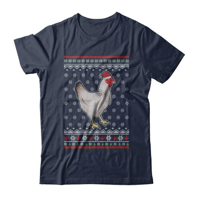 Pajamas Chicken With Santa Hat Ugly Christmas Sweater-T-Shirt & Sweatshirt-Classic T-Shirt-Navy