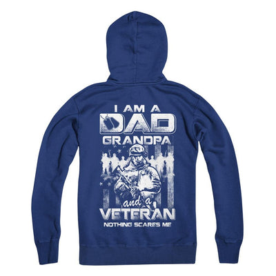 I Am A Dad Grandpa And A Veteran Nothing Scare Me-T-Shirt & Hoodie-Pullover Hoodie-Deep Royal