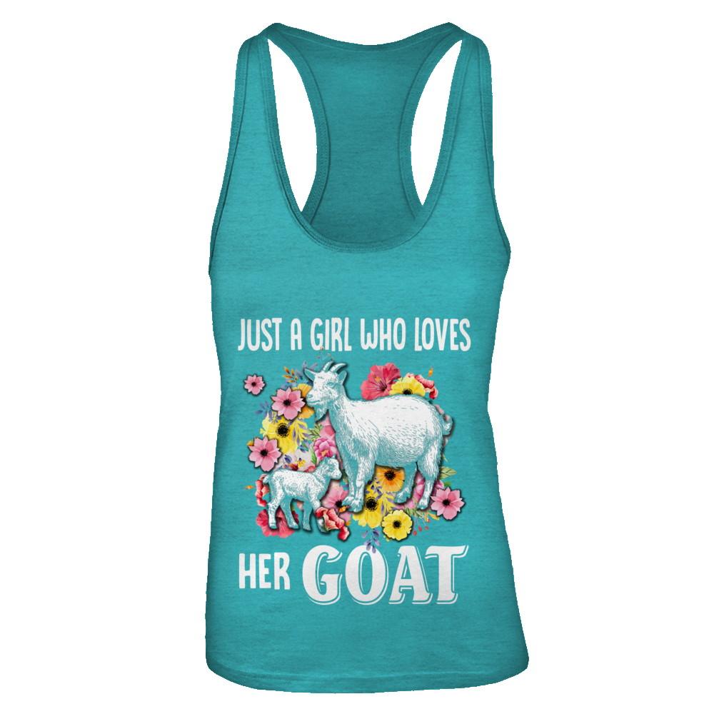 Just A Girl Who Loves Her Goat-T-Shirt & Tank Top-Women's Ideal Racerback Tank-Tahiti Blue