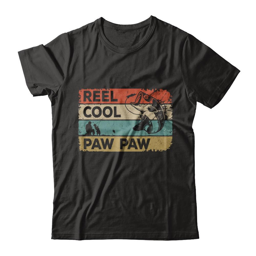 Vintage Reel Cool Paw Paw Fish Fishing Fathers Day-T-Shirt & Hoodie-Classic T-Shirt-Black