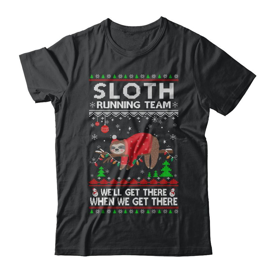 Funny Sloth Running Team Ugly Christmas Sweater Gift-T-Shirt & Sweatshirt-Classic T-Shirt-Black