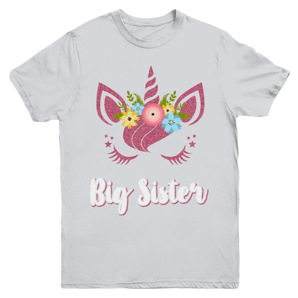 Unicorn Big Sister I'm Going To Be A Big Sister Youth-Youth Shirt-Youth T-Shirt-Sport Grey
