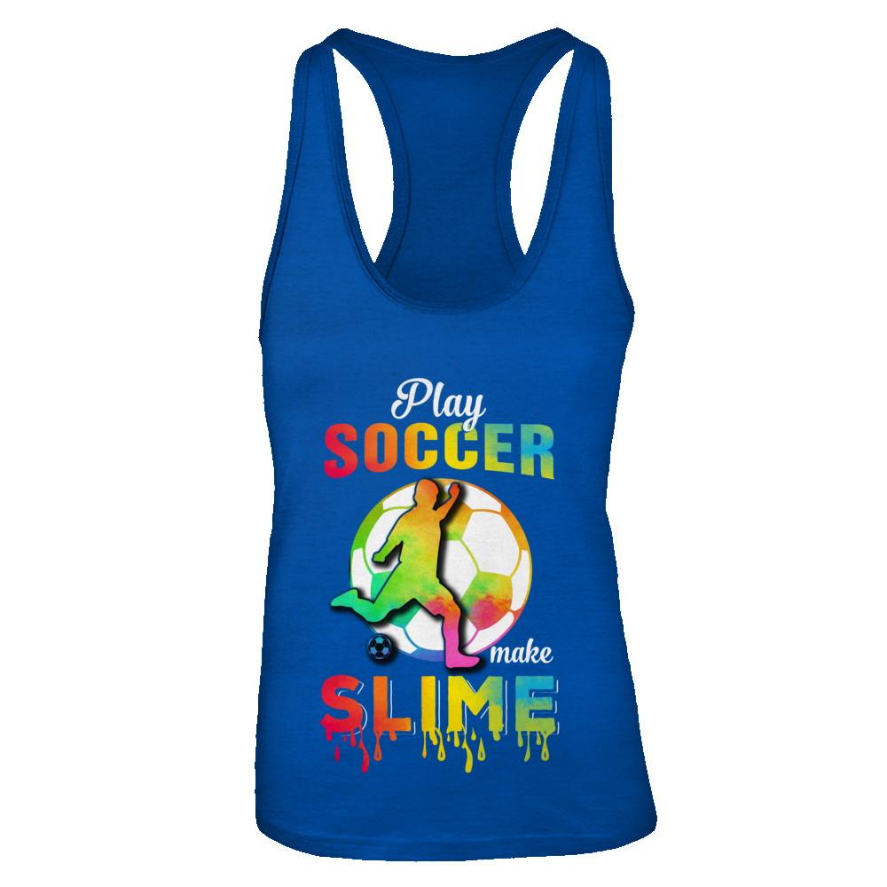 Play Soccer Make Slime Watercolor For Girl Women-T-Shirt & Tank Top-Women's Ideal Racerback Tank-Royal