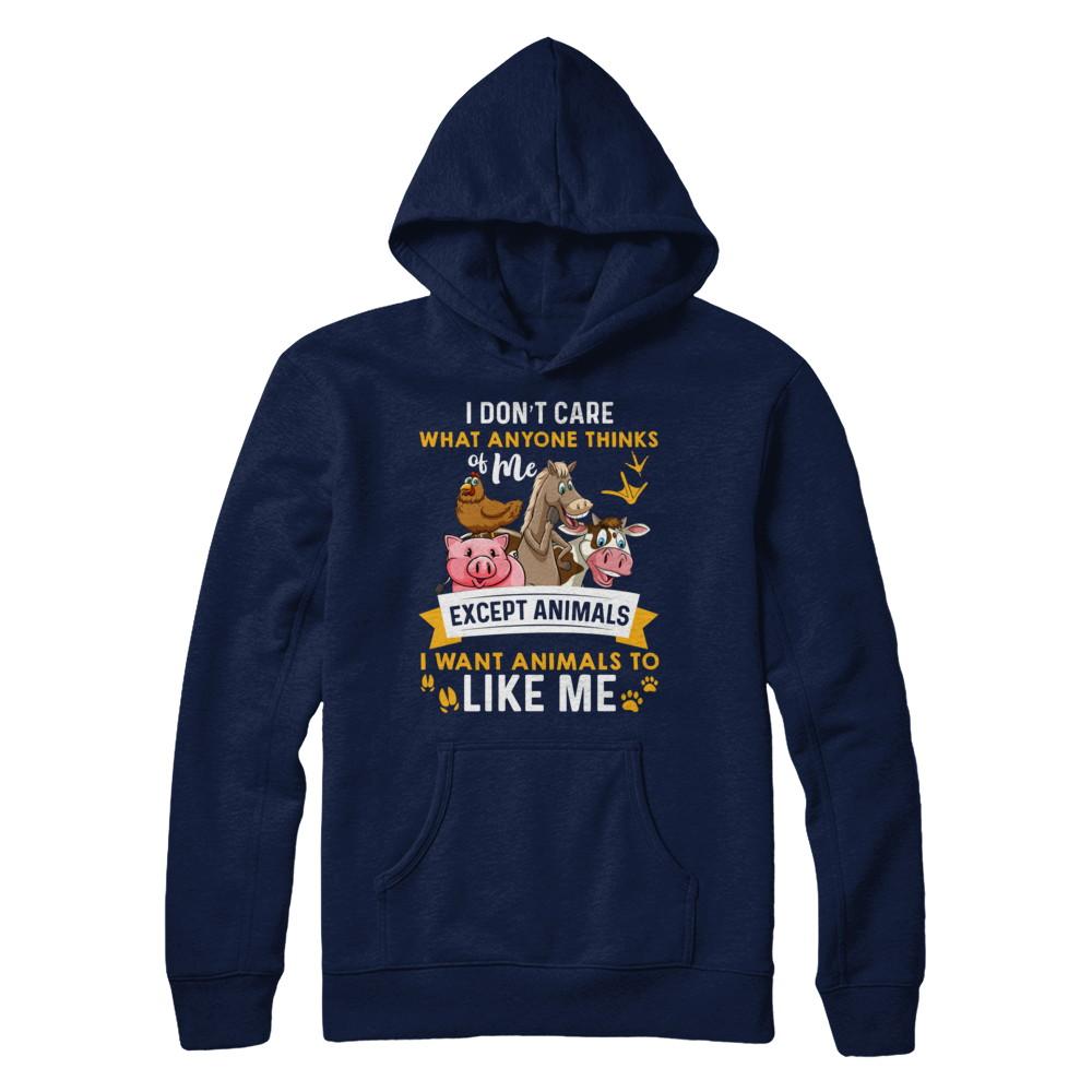 I Don't Care What Anyone Thinks Of Me Except Animals-T-Shirt & Hoodie-Pullover Hoodie-Navy