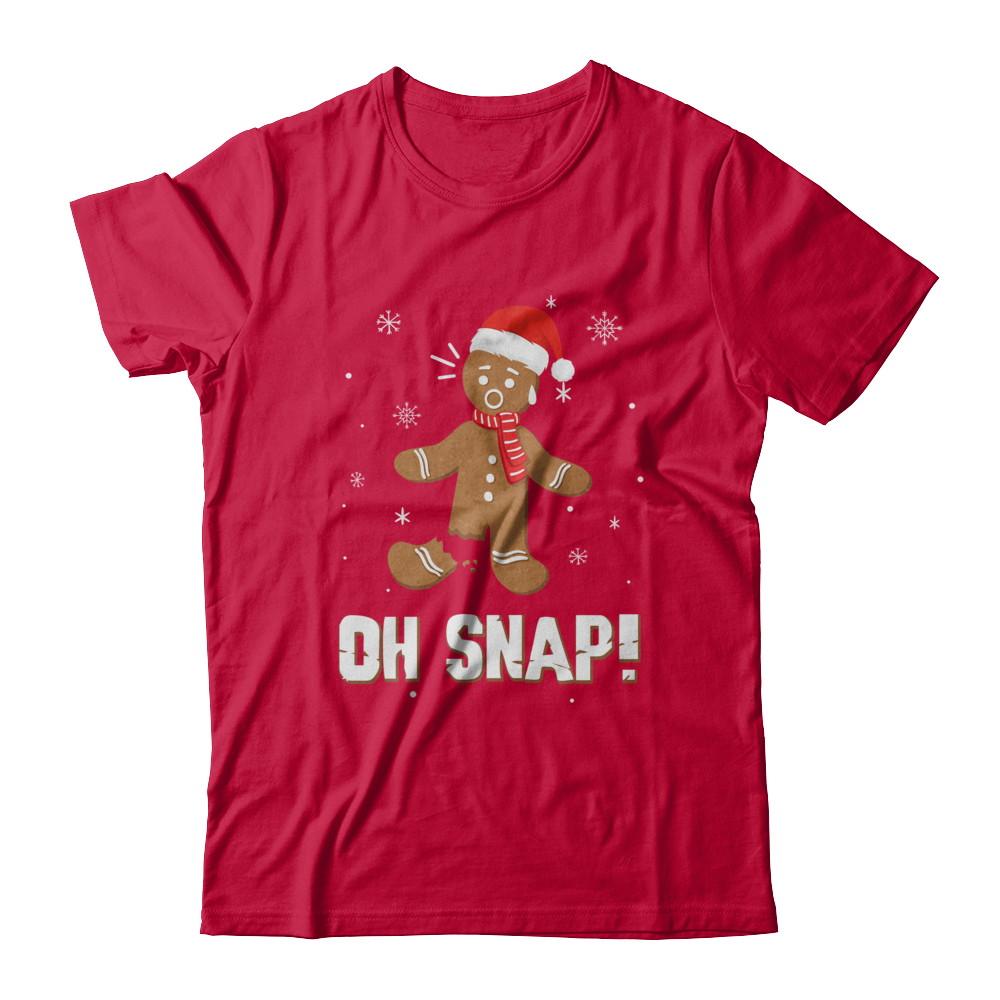 Oh Snap Funny Gingerbread Man Cute Christmas-T-Shirt & Sweatshirt-Classic T-Shirt-Red