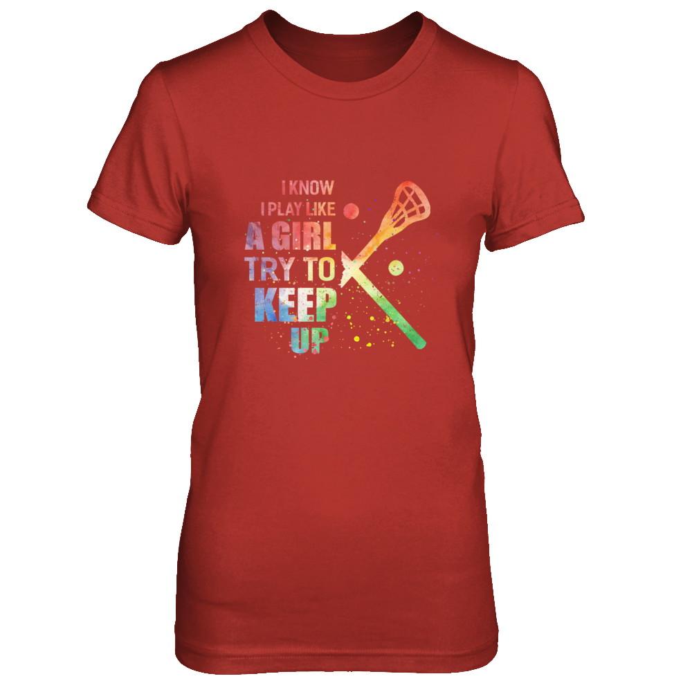 Yeah I Play Like A Girl Lacrosse Girl-T-Shirt & Hoodie-Women's T-Shirt-Red