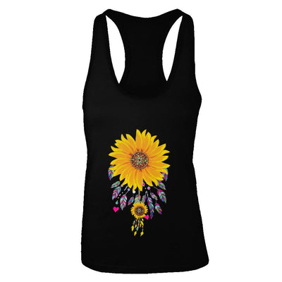 Native Dream Catcher Sunflower-T-Shirt & Tank Top-Women's Ideal Racerback Tank-Black