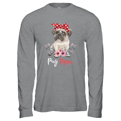 Pug Mom Gift For Women Dog Lover-T-Shirt & Hoodie-Long Sleeve T-Shirt-Sport Grey