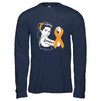 We Can Cure It Multiple Sclerosis Orange Awareness Survivor-T-Shirt & Hoodie-Long Sleeve T-Shirt-Navy