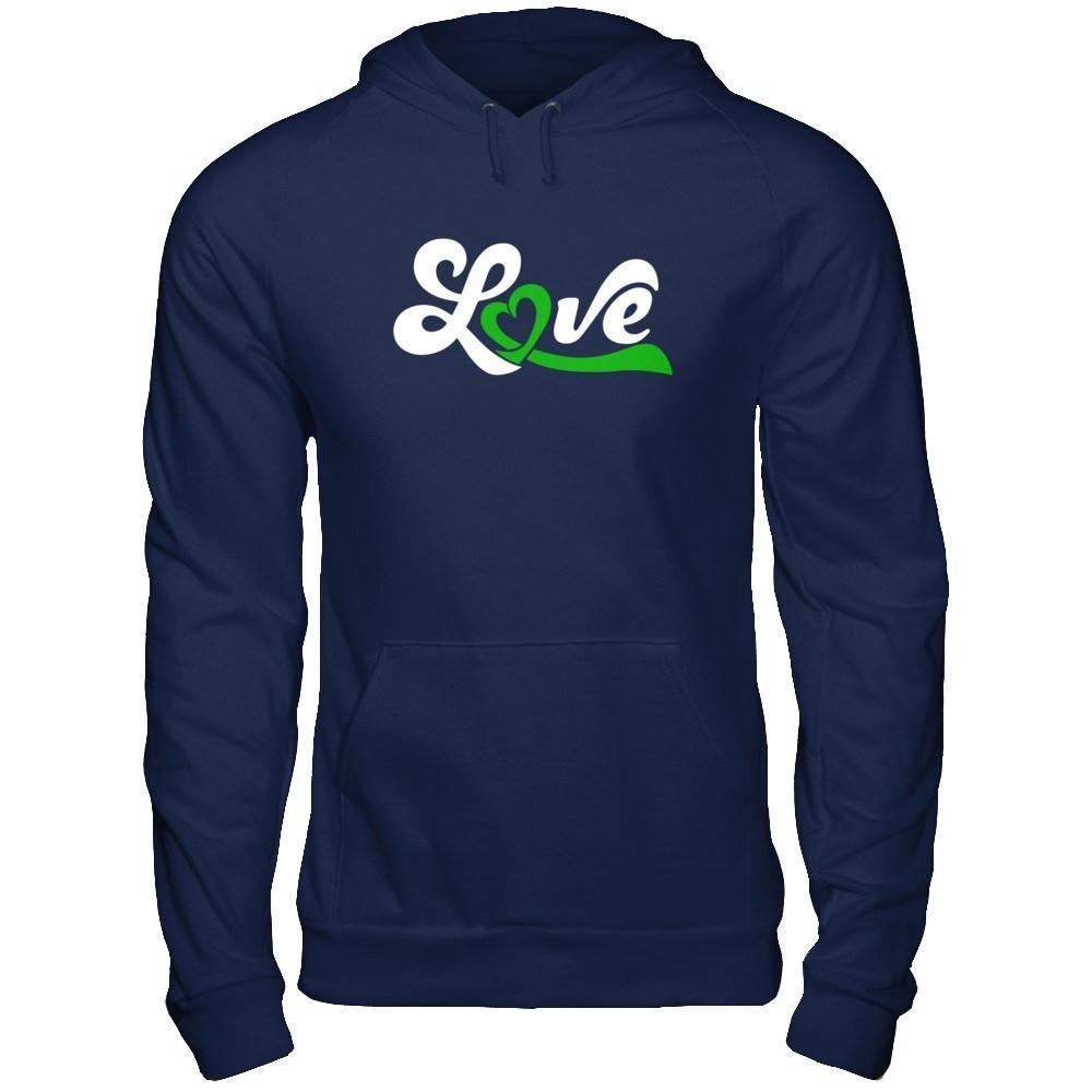 Love Green Awareness Ribbon-T-Shirt & Hoodie-Pullover Hoodie-Navy