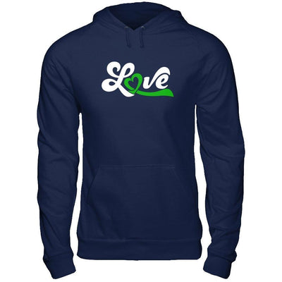Love Green Awareness Ribbon-T-Shirt & Hoodie-Pullover Hoodie-Navy