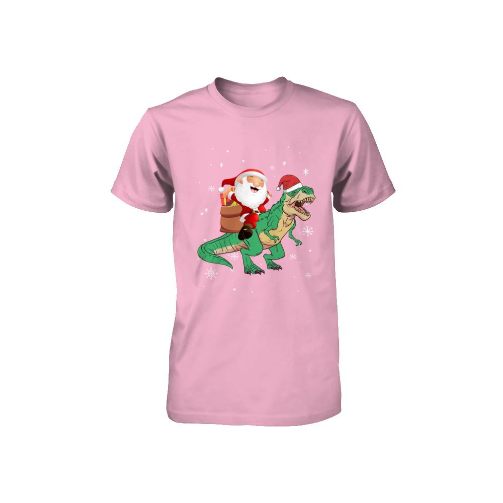 Christmas Santa Kids Dinosaur T-Rex For Boys Kids Youth-Youth Shirt-Toddler T-Shirt-Pink