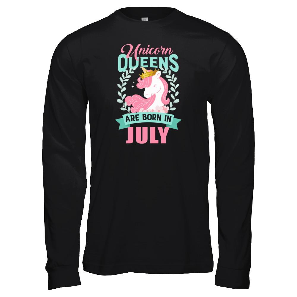 Unicorn Queens Are Born In July Birthday Gift-T-Shirt & Tank Top-Long Sleeve T-Shirt-Black