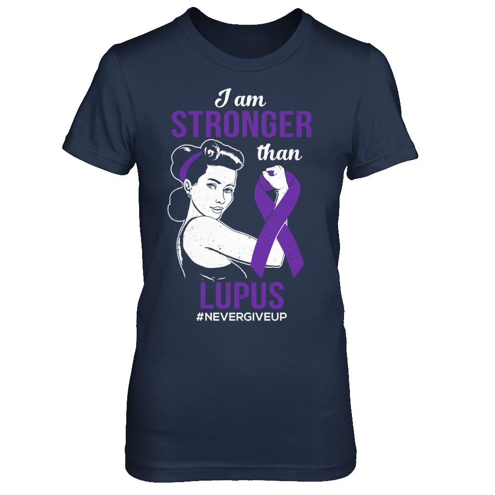 I Am Stronger Than Lupus Awareness Support-T-Shirt & Hoodie-Women's T-Shirt-Navy