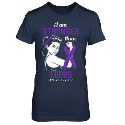 I Am Stronger Than Lupus Awareness Support-T-Shirt & Hoodie-Women's T-Shirt-Navy