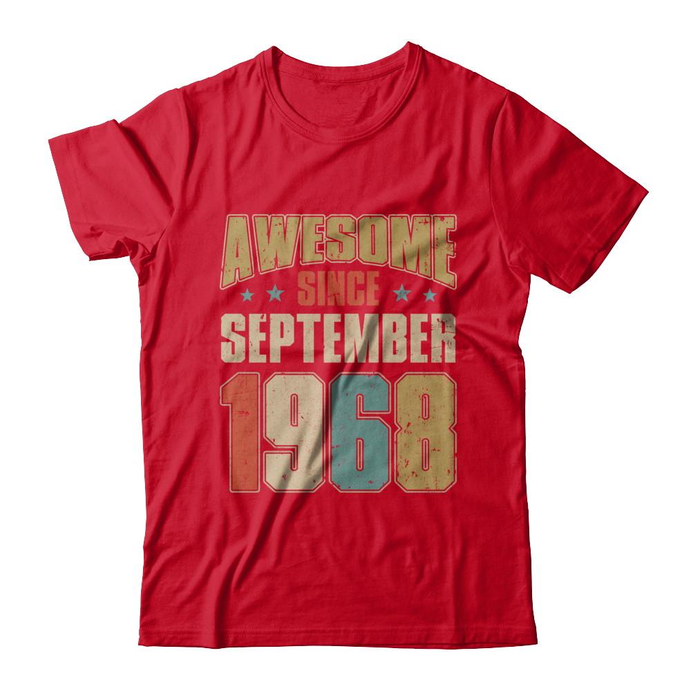 Vintage Retro Awesome Since September 1968 53th Birthday-T-Shirt & Hoodie-Premium T-Shirt-Red