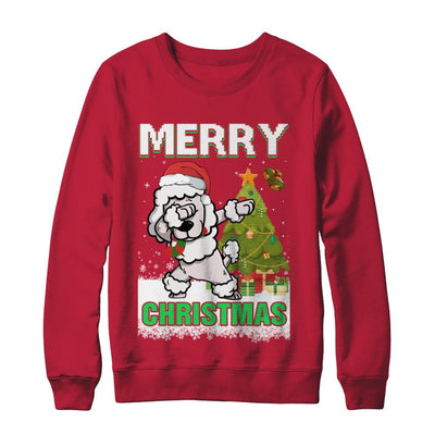 Cute Poodle Claus Merry Christmas Ugly Sweater-T-Shirt & Sweatshirt-Crewneck Sweatshirt-Red