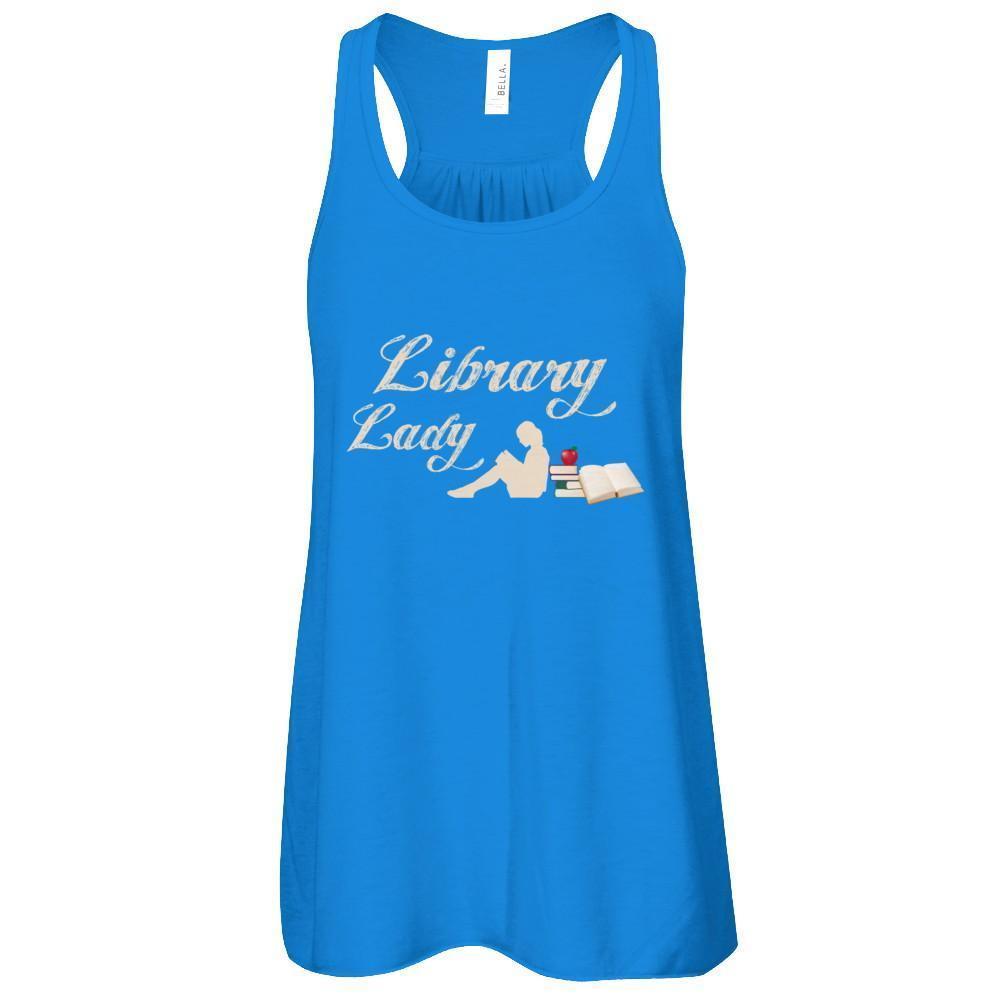 Library Lady Read Book Lover-T-Shirt & Tank Top-Women's Flowy Racerback Tank-True Royal