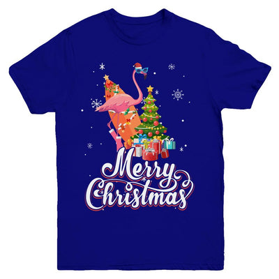 Flamingo Christmas Gift Merry Christmas Flamingo Youth-Youth Shirt-Youth T-Shirt-Navy