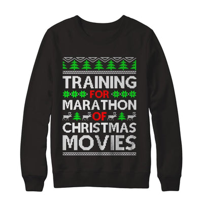 Training For A Marathon Of Christmas Movies-T-Shirt & Sweatshirt-Crewneck Sweatshirt-Black